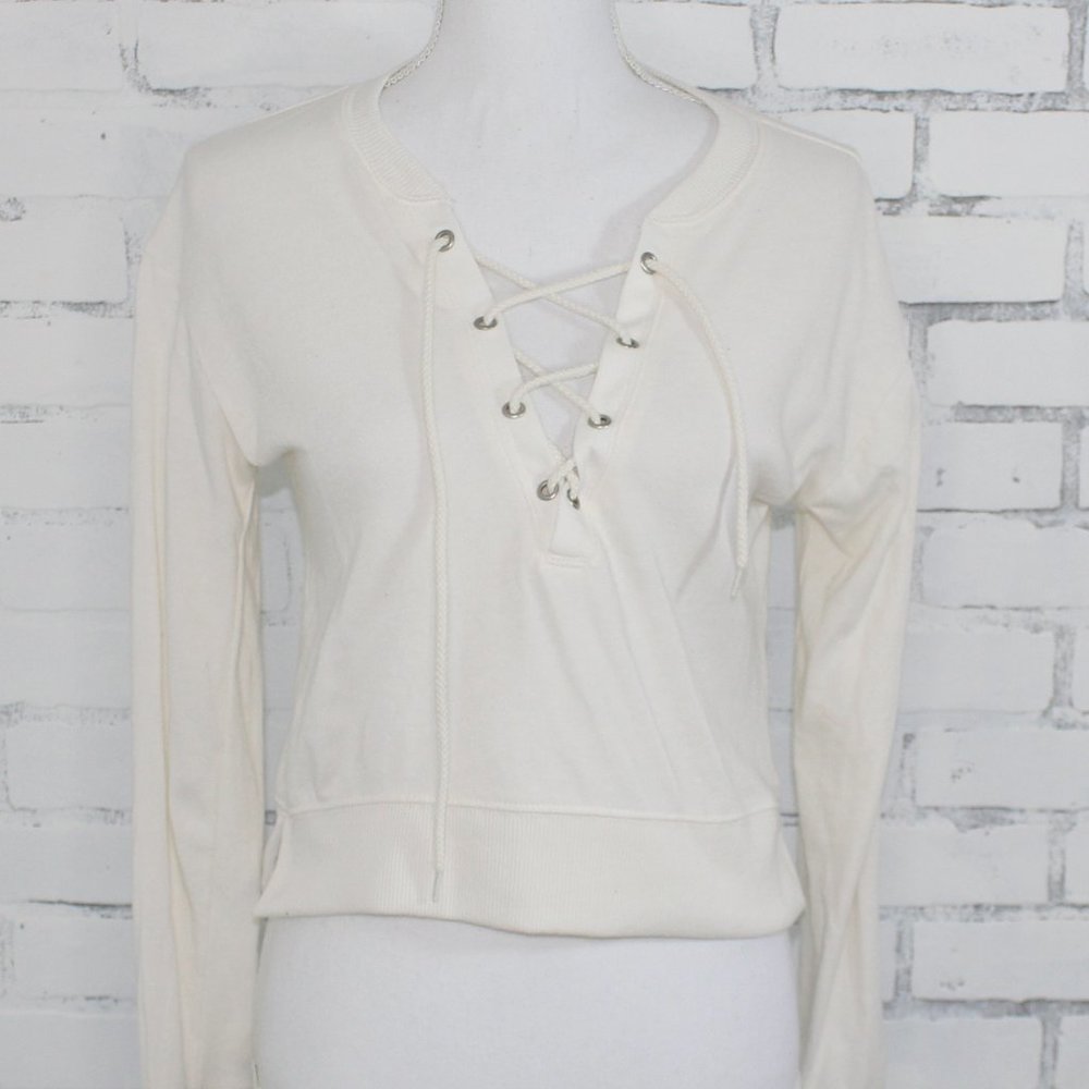 White Lace Up Sweater // Cozy Sweater